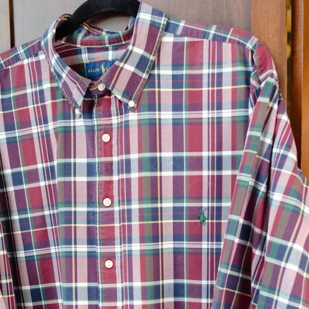 Polo Ralph Lauren Red & Green Plaid Button-Down Shirt 2XB